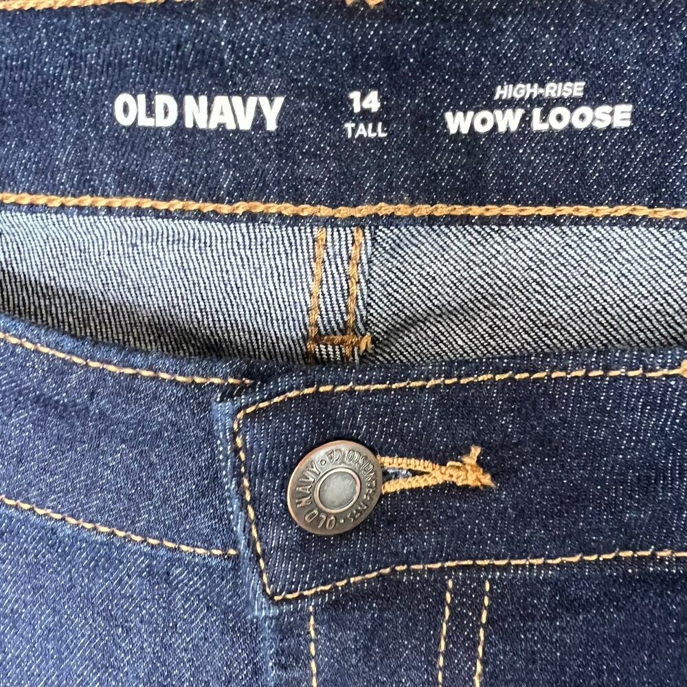 NWT Old Navy Women's 14 Tall High-Waisted Wow Loose Jeans Blue Stretch Denim - Picture 6 of 6